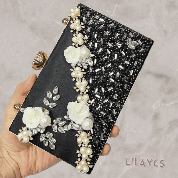 3D Flowers - Vintage Floral Clutch: Exquisite Handbag with Gourmet Cookies for Women - Perfect for Evening Events, Weddings & Parties