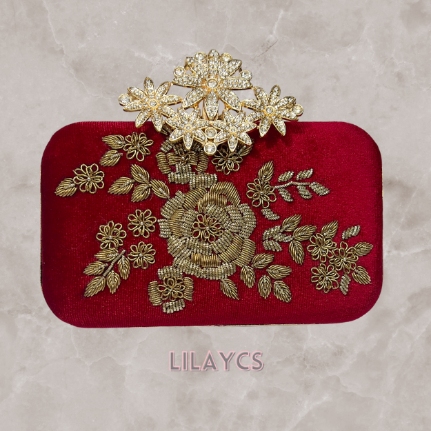 Silk Handicraft Embroidered Box Clutch Bag Purse: Perfect for Eid, Bridal, Casual, Party, and Wedding