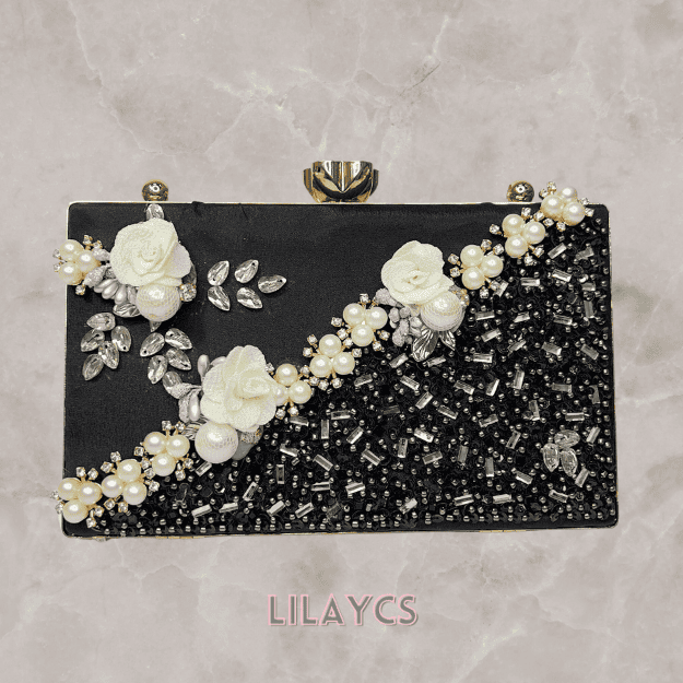 3D Flowers - Vintage Floral Clutch: Exquisite Handbag with Gourmet Cookies for Women - Perfect for Evening Events, Weddings & Parties