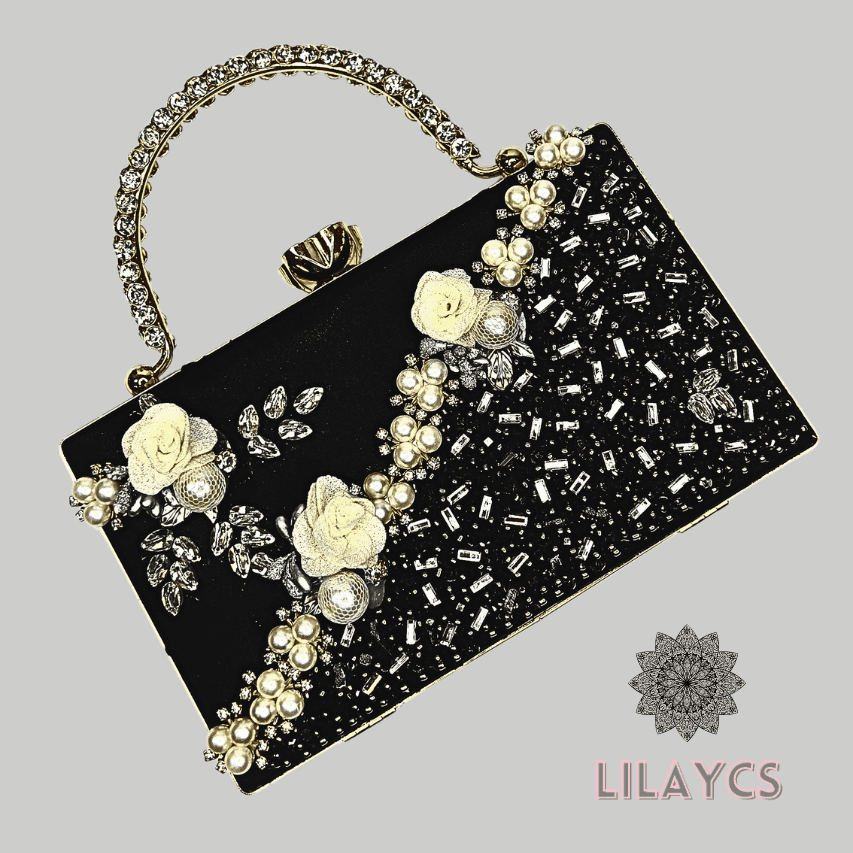 3D Flowers - Vintage Floral Clutch: Exquisite Handbag with Gourmet Cookies for Women - Perfect for Evening Events, Weddings & Parties