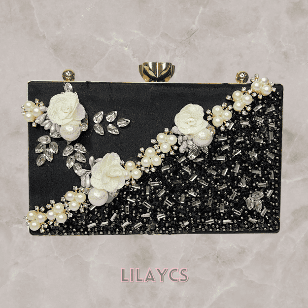 3D Flowers - Vintage Floral Clutch: Exquisite Handbag with Gourmet Cookies for Women - Perfect for Evening Events, Weddings & Parties