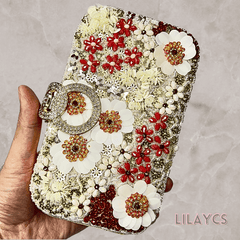 3D Flowers - Fashionably Elegant Metal Clutch Purse: Perfect for Ladies, Parties, and Weddings