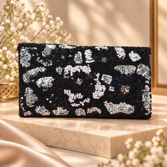 Moonlit Floral Clutch