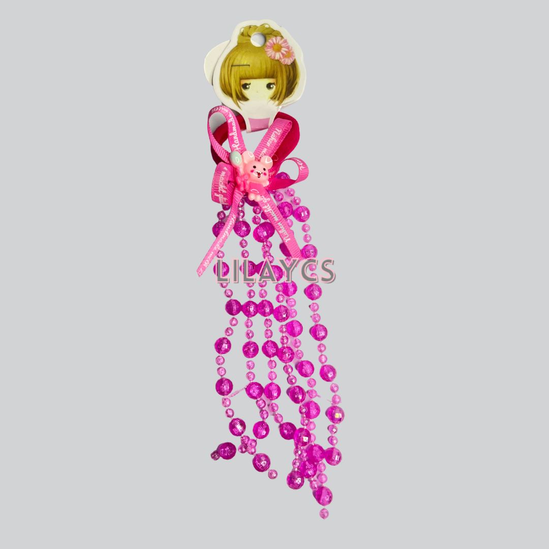 Hanging Beads Hair Rubber Band - Kids Long Tail Crystal Hair Ponies