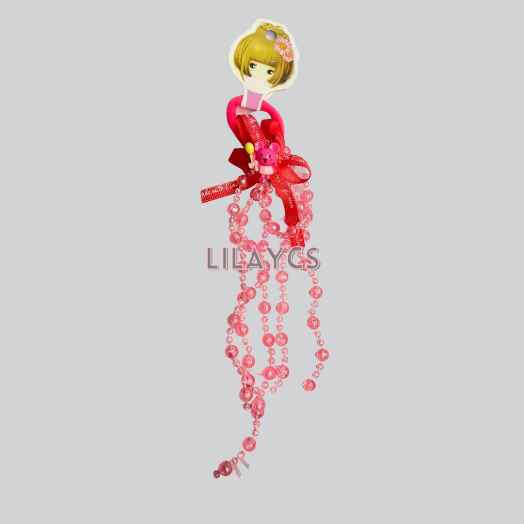 Hanging Beads Hair Rubber Band - Kids Long Tail Crystal Hair Ponies