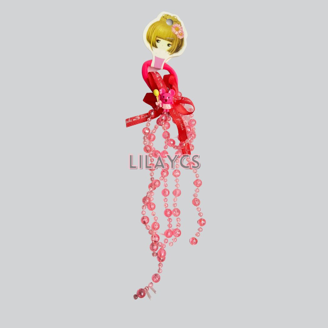 Hanging Beads Hair Rubber Band - Kids Long Tail Crystal Hair Ponies