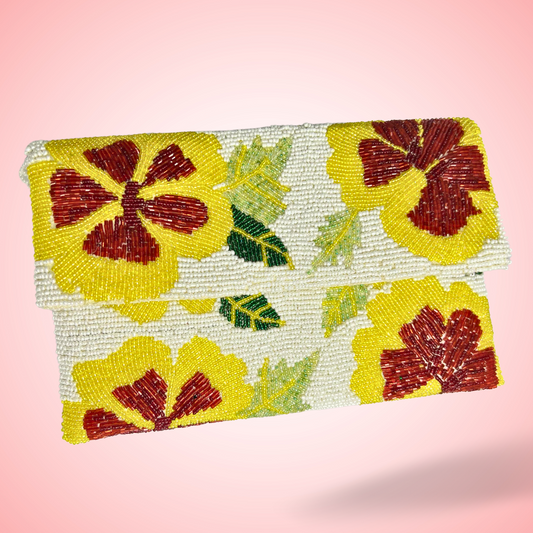 Yellow Flowers Multi Handmade Clutch - Blooms of Sunshine