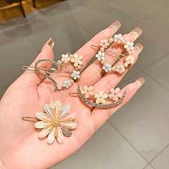 Premium Hair Clips: Heart Shape, Half Moon, Circle and Flower Shape Hair Pins or Women and Girls