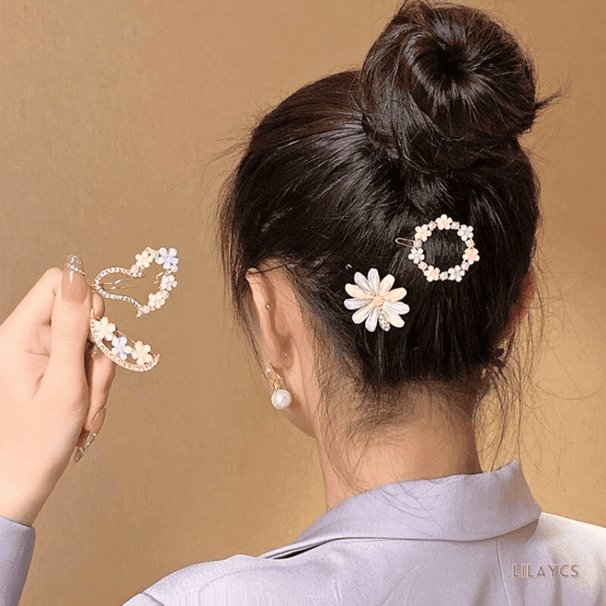 Premium Hair Clips: Heart Shape, Half Moon, Circle and Flower Shape Hair Pins or Women and Girls