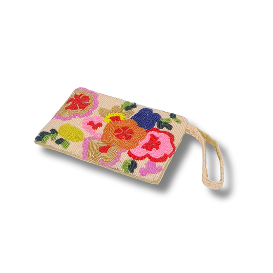 Peach Blossom Beaded Wallet