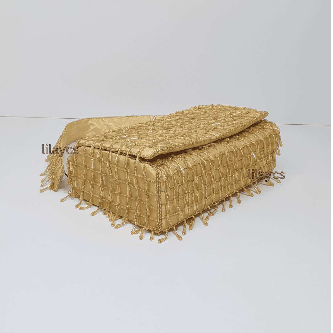 Luxe Gold Beaded Bag
