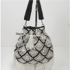 Handmade Glamourous Pearl Embellished Potli Bag: Perfect Accessory for the Festive Season